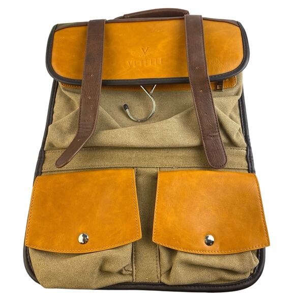 Vetelli The Hanging Toiletry 100% Leather Foldable Pockets Travel Pouch Bag - Picture 6 of 7